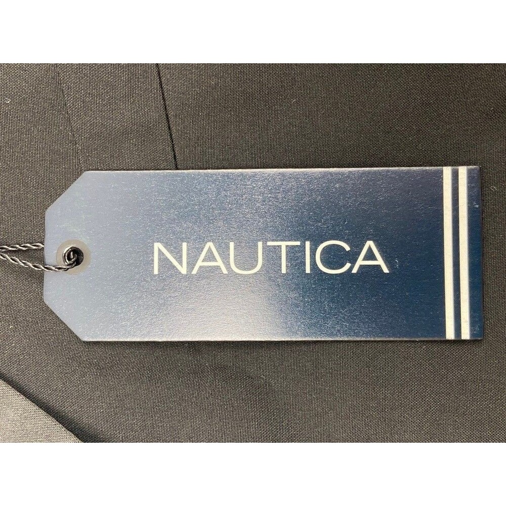 $395 NEW NAUTICA Mens 46R Solid Black 2 Piece Tuxedo Suit With Dress Pants 41x31 - Picture 4 of 6